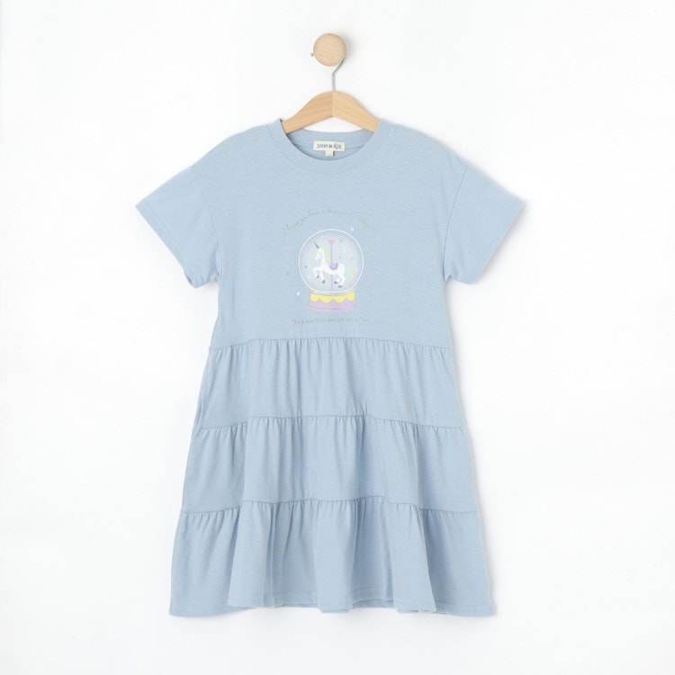 シューラルー /キッズ(SHOO・LA・RUE/Kids)のスノードームプリントティアードカットワンピ マキシ・ロングワンピース