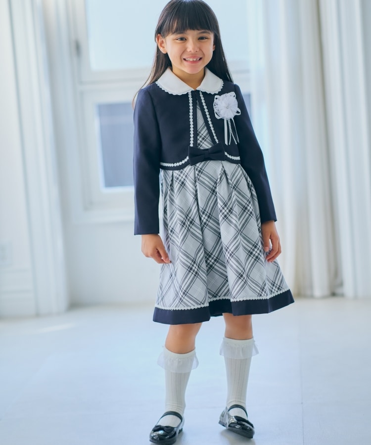 シューラルー /キッズ(SHOO・LA・RUE/Kids)の【セレモニー】格子チェックワンピースセット グレー(212)