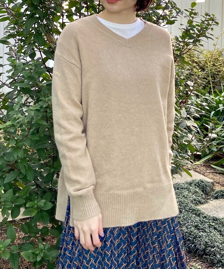 インディヴィ Vネック Cga7 Size38 セーター ニット レディース 赤 ふるさと割 ニット