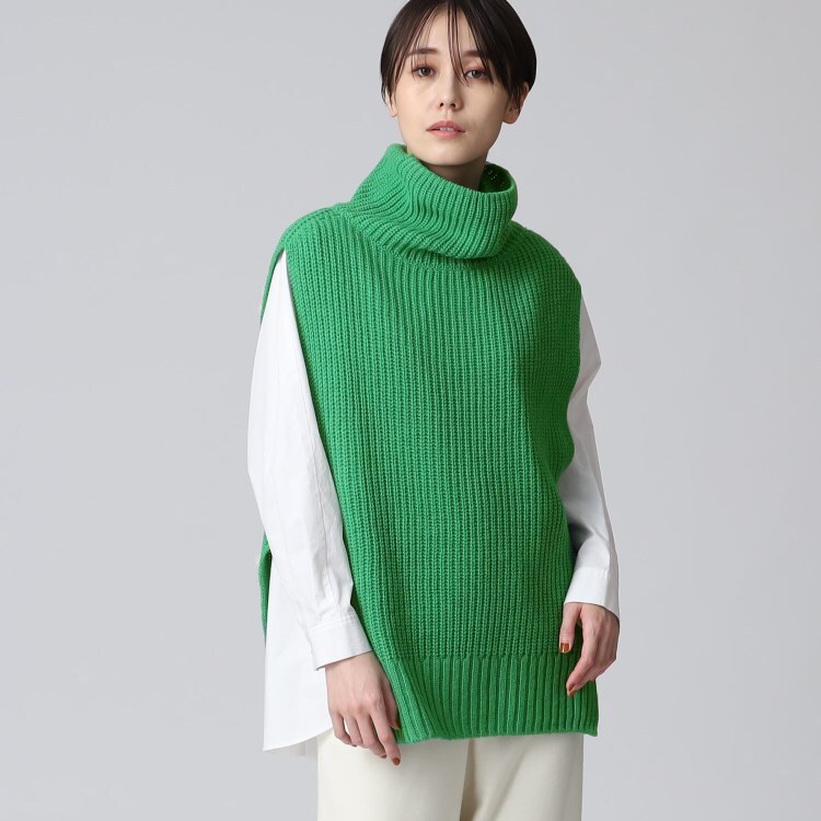 【bunt】ウール×アルパカ bright green ハイネック セーター