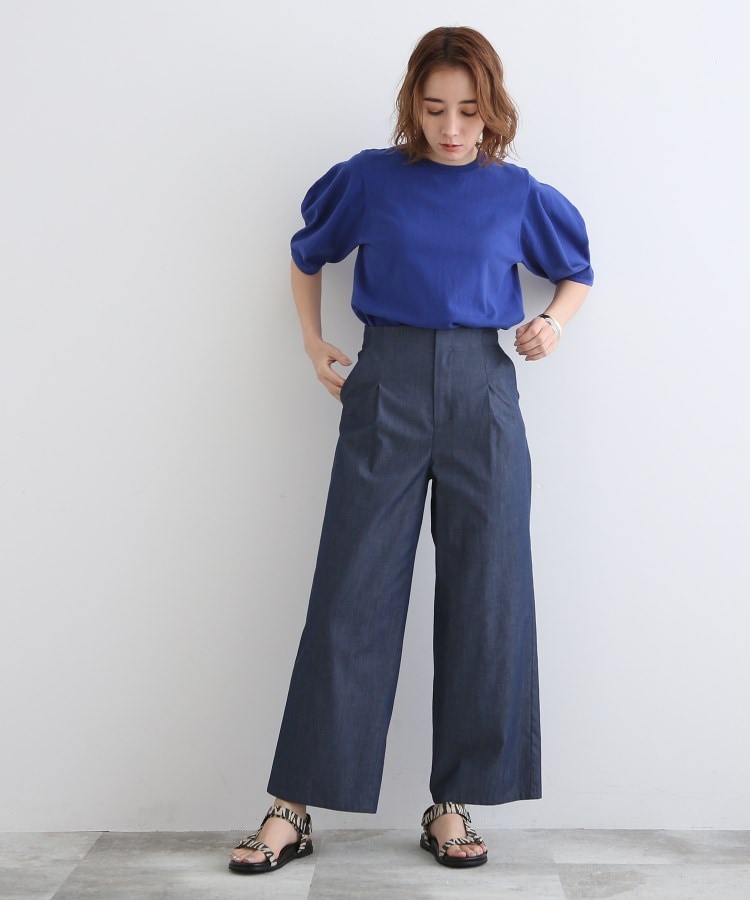 洗える/SETUP可能】デニム調ワイドパンツ(フルレングスパンツ