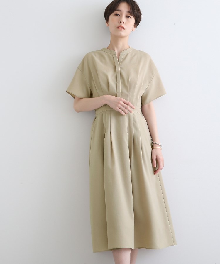 O Toriyose Indivi インディヴィ ワンピース ドレス トップス ライトブルー 水色 38 ノースリーブ 膝丈 ミディ コットン リネン 麻 大人女子 女性 着回し レディース 中古 K3367 品質が Kanematsuusa Com