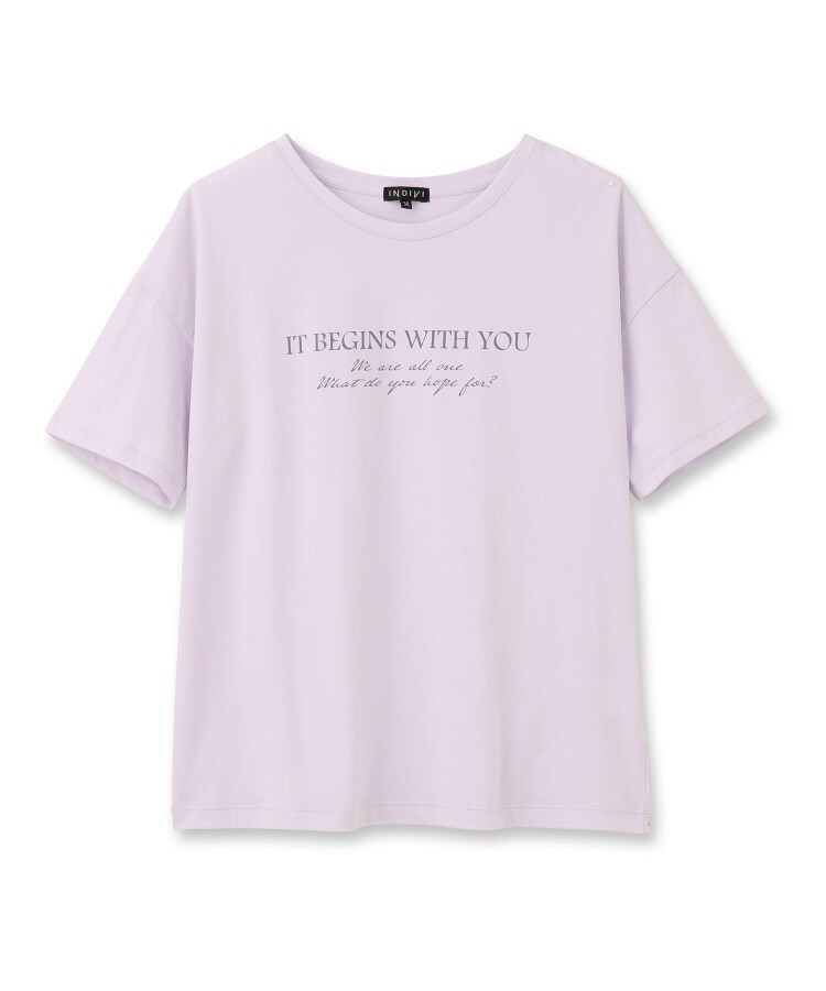 インディヴィ(INDIVI)の【洗える】メッセージロゴ リラックスTシャツ1