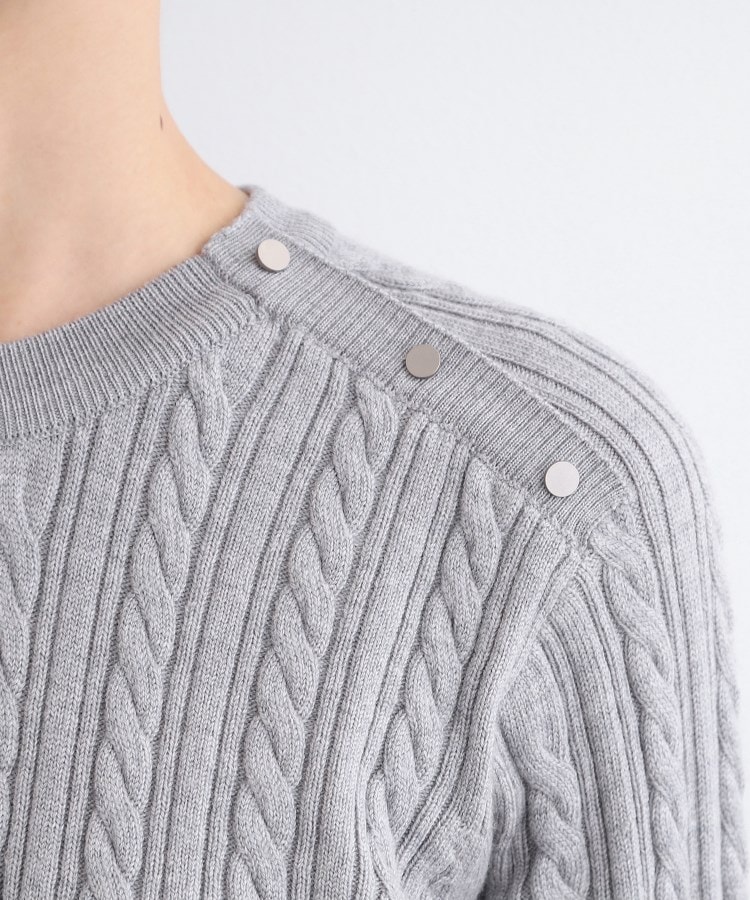 SIMPLE LIFE ケーブル編み ハーフボタン ウール セーター