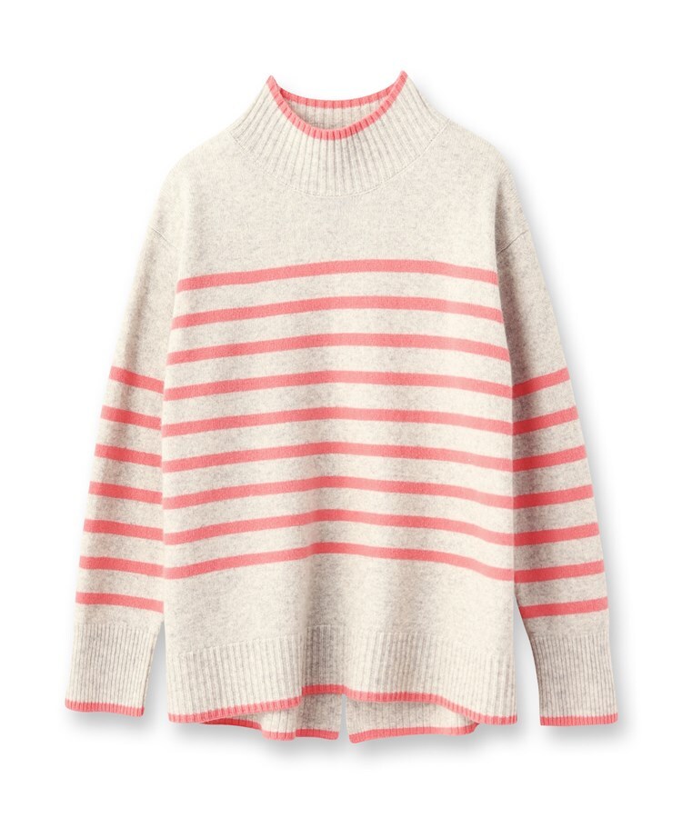 カシミヤ混/バックスリット】ハイネックニット(ニット/セーター カシミヤ混/バックスリット】ハイネックニット(ニット/セーター