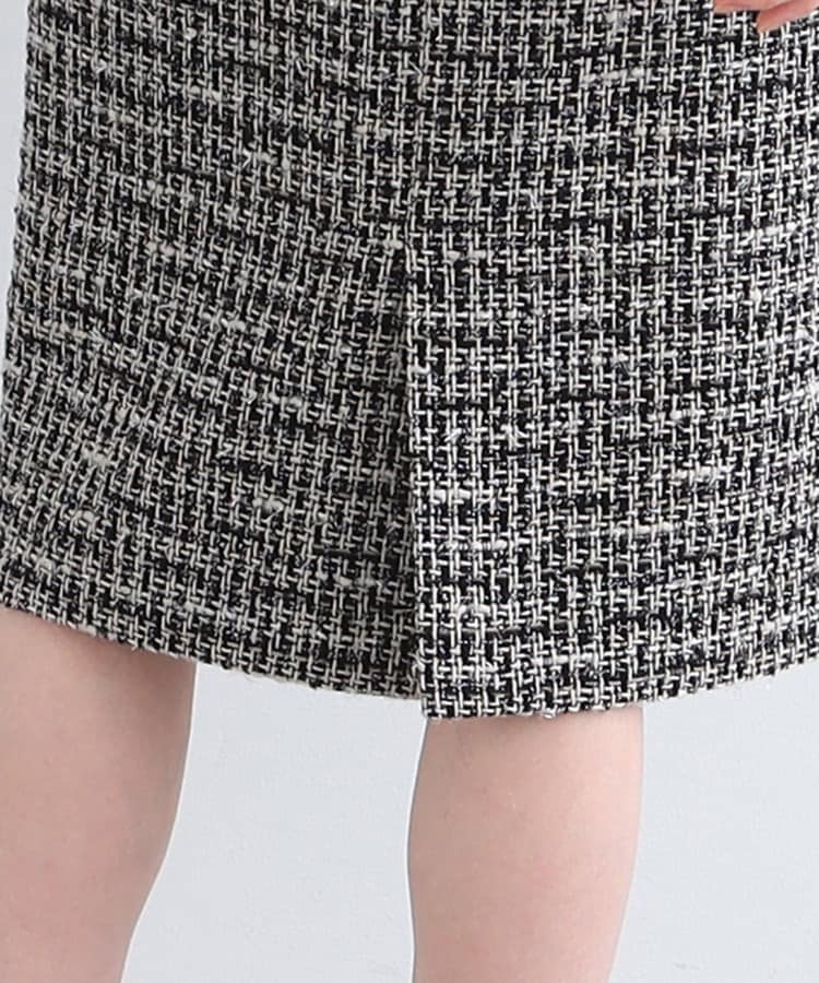 日本製／SETUP可能】ファンシーツイードスカート（膝丈スカート 