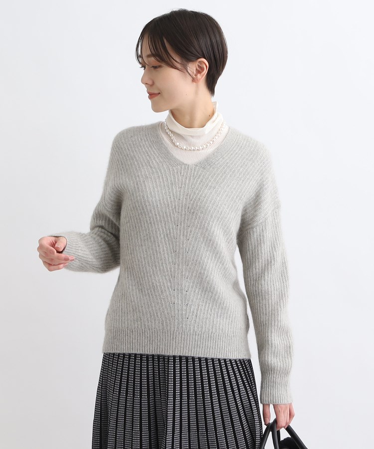 Cashmere V/N Knitカシミア Ｖネック ニットグレー