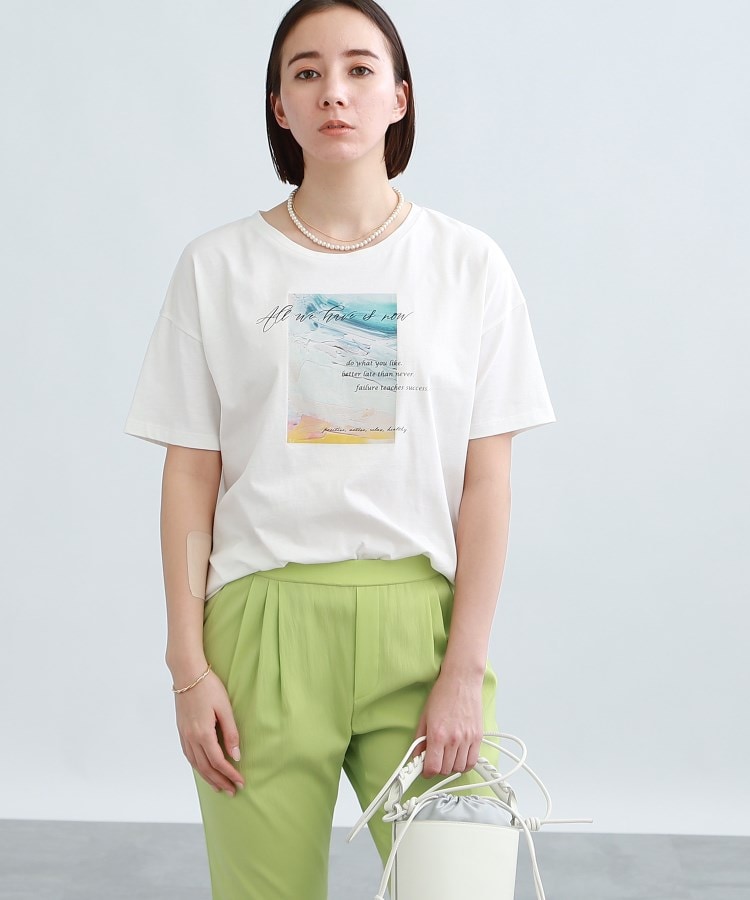 インディヴィ(INDIVI)の【コットン100%/定番/フォトT】カラーアート オリジナルTシャツ ホワイト(001)