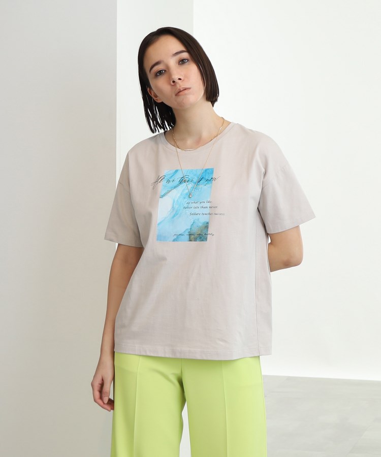 インディヴィ(INDIVI)の【コットン100%/定番/フォトT】カラーアート オリジナルTシャツ ライトベージュ(651)