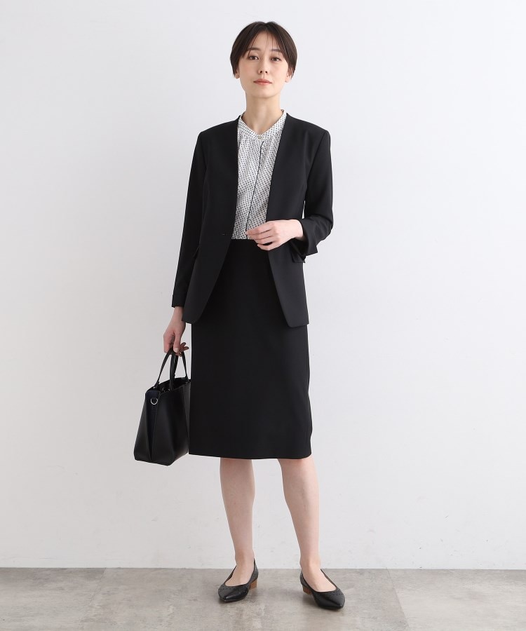 定番スーツ/ウール混】無地ノーカラージャケット(ジャケット 定番スーツ/ウール混】無地ノーカラージャケット(ジャケット