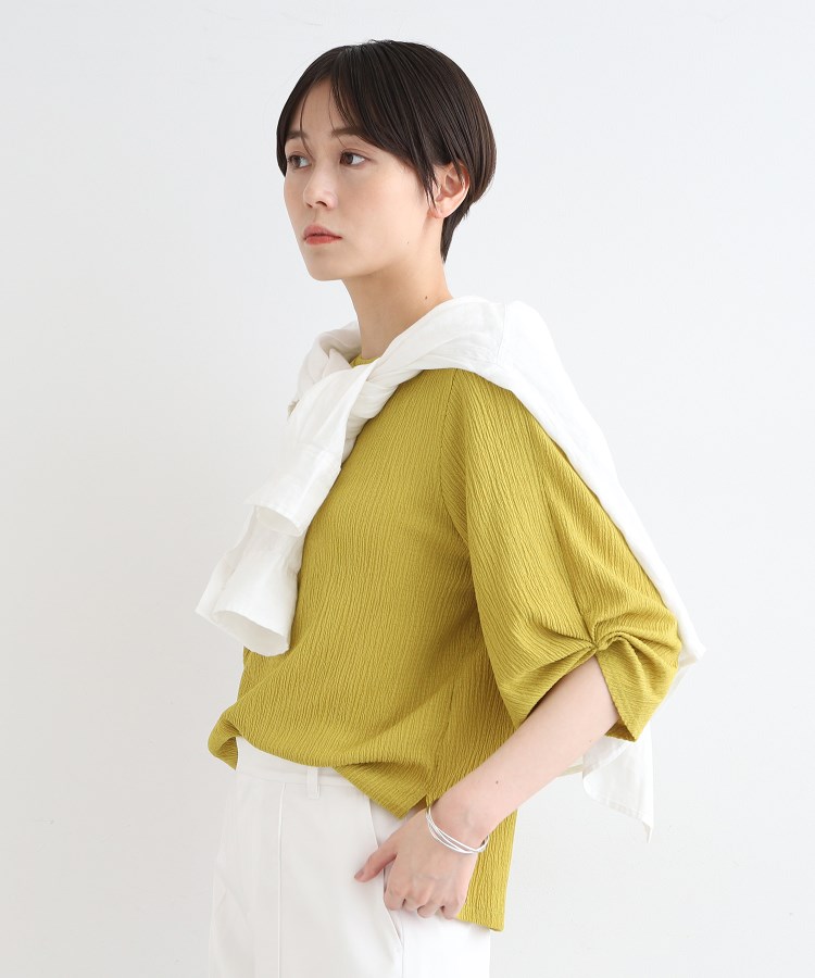 インディヴィ(INDIVI)の【洗える／UVケア／凹凸素材】タックスリーブトップス18