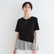 インディヴィ(INDIVI)の【洗える／ストライプ柄】レイヤード風Tシャツ ブラック(019)