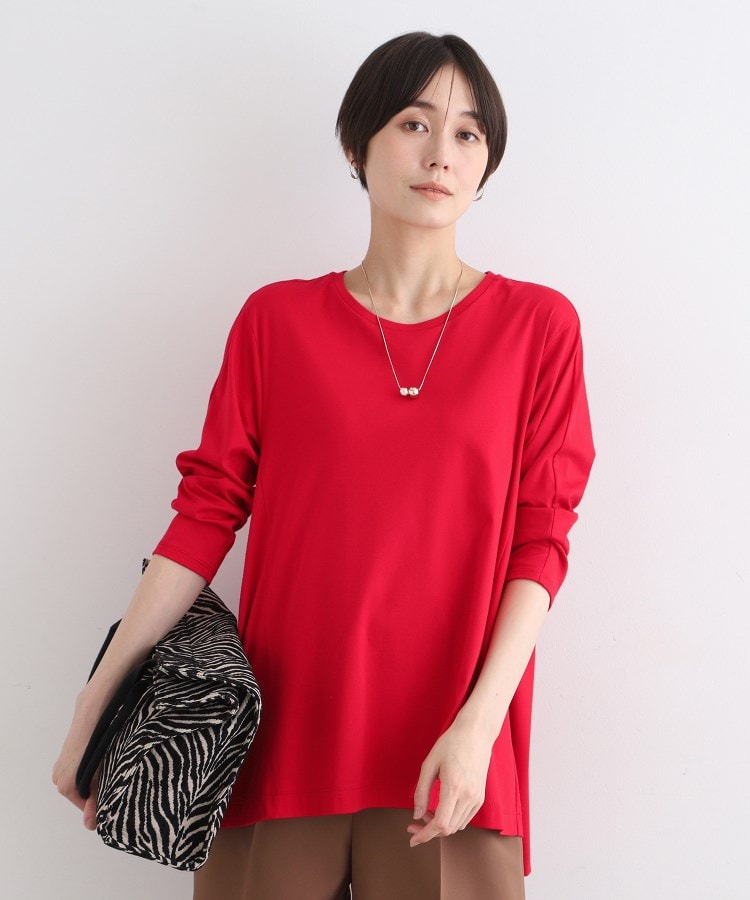 インディヴィ(INDIVI)の【洗える／キレイめ/日本製】バックフレア ロングTシャツ6