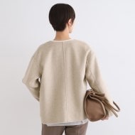 ウール混/昨年ヒット!】リバーショートコート(ノーカラー ウール混/昨年ヒット!】リバーショートコート(ノーカラー
