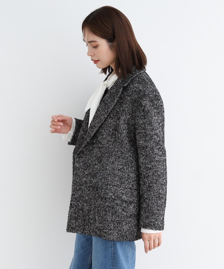 トレンド◎】リングヘリンボーン柄ダブルジャケットコート トレンド◎】リングヘリンボーン柄ダブルジャケットコート
