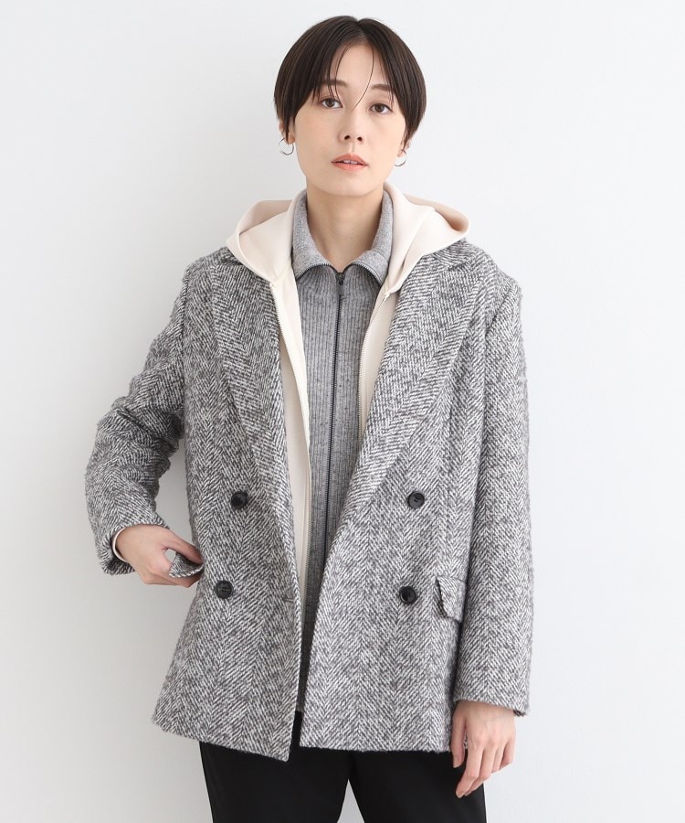 【50%OFF】 五月蝿い ショートコート リバーシブル ツイード アルベロベロ 総柄 プリント 刺繍 ジャケット・アウター