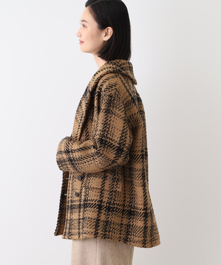 日本製】ビッグチェック柄ショートコート(チェスターコート 日本製】ビッグチェック柄ショートコート(チェスターコート