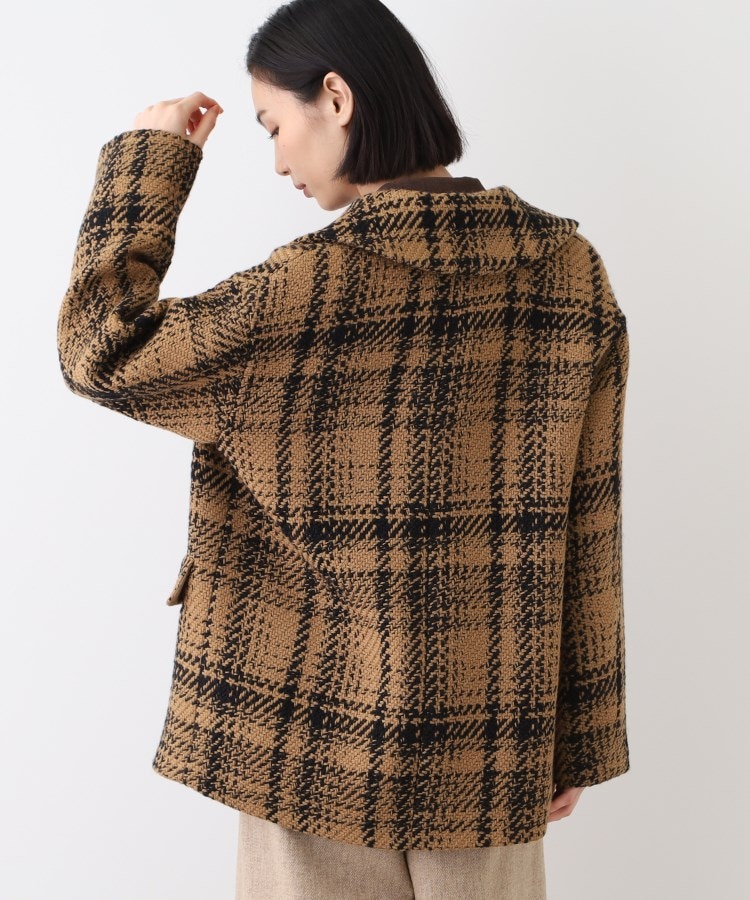 日本製】ビッグチェック柄ショートコート(チェスターコート 日本製】ビッグチェック柄ショートコート(チェスターコート
