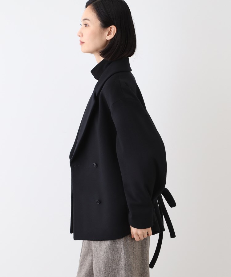 日本製】ベルト付フォルムショートコート(Pコート) | INDIVI 日本製】ベルト付フォルムショートコート(Pコート) | INDIVI