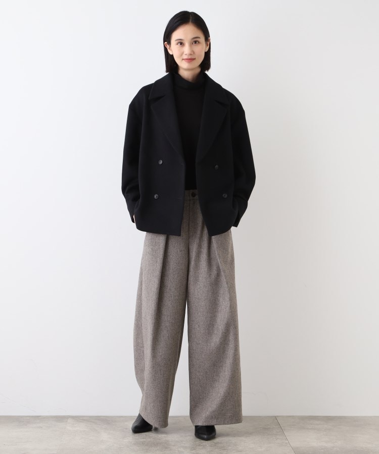 日本製】ベルト付フォルムショートコート(Pコート) | INDIVI 日本製】ベルト付フォルムショートコート(Pコート) | INDIVI