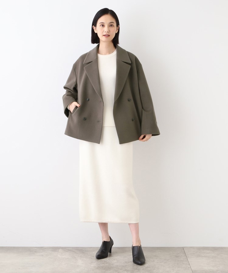 日本製】ベルト付フォルムショートコート(Pコート) | INDIVI 日本製】ベルト付フォルムショートコート(Pコート) | INDIVI