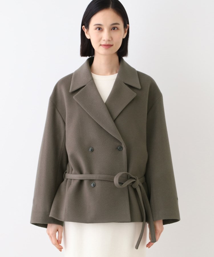 日本製】ベルト付フォルムショートコート(Pコート) | INDIVI 日本製】ベルト付フォルムショートコート(Pコート) | INDIVI