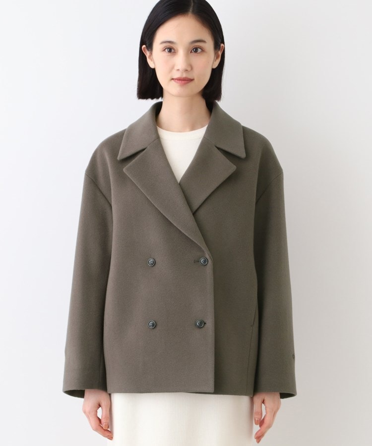 日本製】ベルト付フォルムショートコート(Pコート) | INDIVI 日本製】ベルト付フォルムショートコート(Pコート) | INDIVI