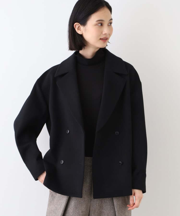 日本製】ベルト付フォルムショートコート(Pコート) | INDIVI 日本製】ベルト付フォルムショートコート(Pコート) | INDIVI