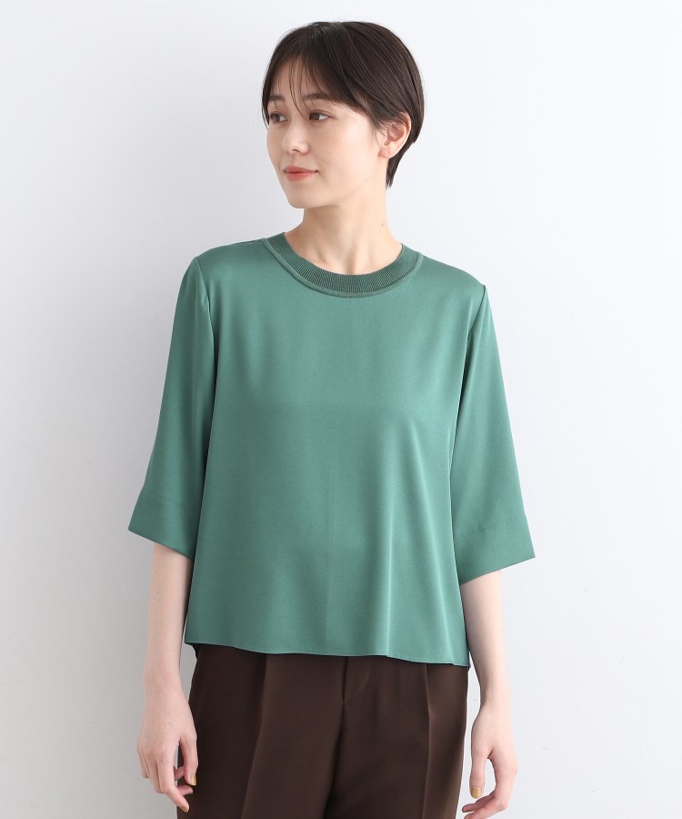 インディヴィ(INDIVI)の【洗える／5分袖】リブデザインドレープブラウス30