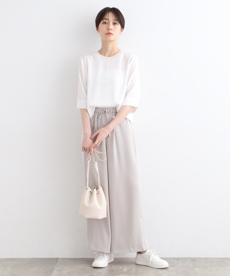 インディヴィ(INDIVI)の【洗える／5分袖】リブデザインドレープブラウス4