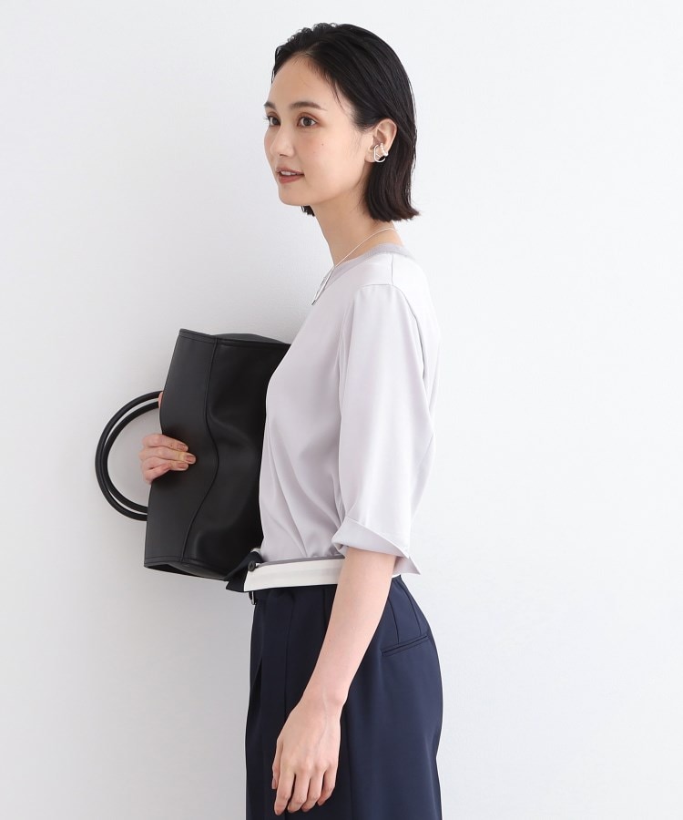 インディヴィ(INDIVI)の【洗える／5分袖】リブデザインドレープブラウス12
