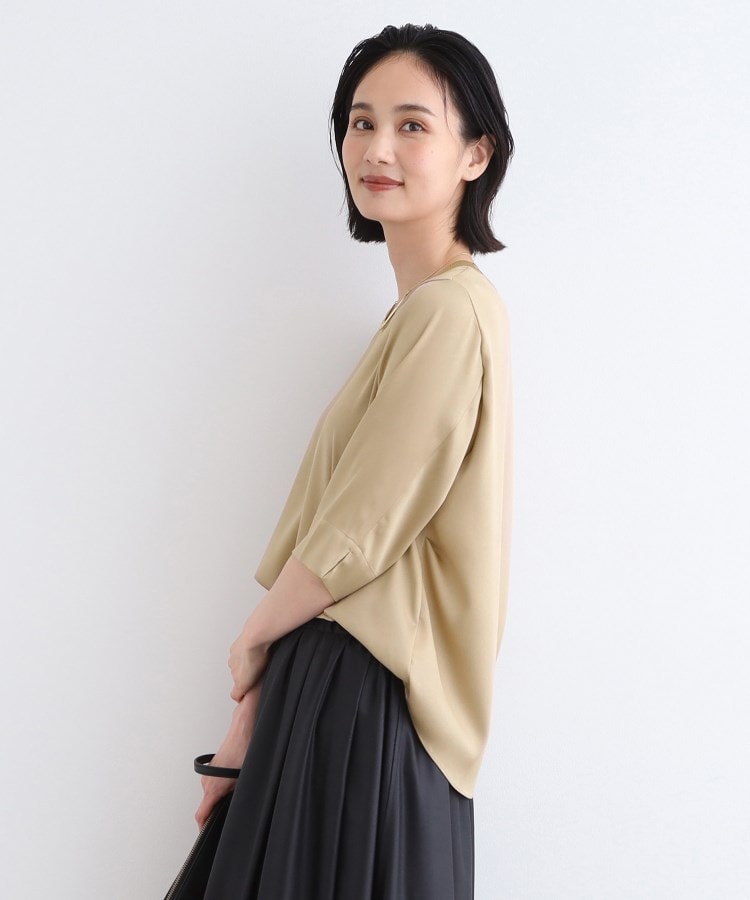 インディヴィ(INDIVI)の【洗える／5分袖】リブデザインドレープブラウス20