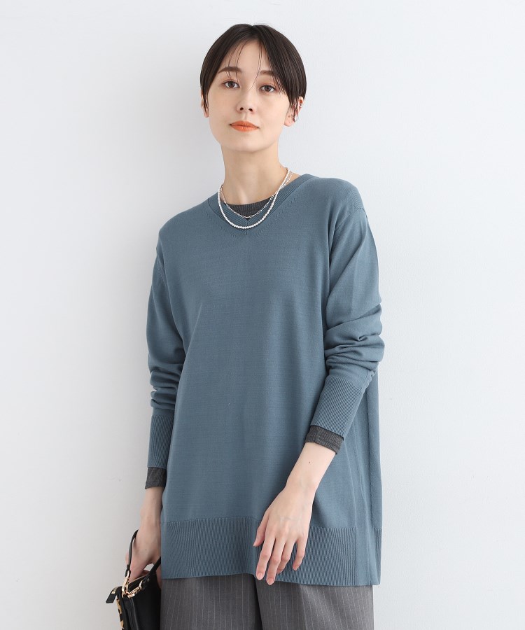 洗える】Vネックチュニックニット(ニット/セーター) | INDIVI 洗える】Vネックチュニックニット(ニット/セーター) | INDIVI