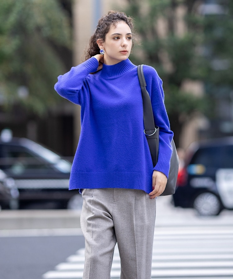 冬ニット人気NO.1!/カシミヤ混】バックスリット ハイネック 冬ニット人気NO.1!/カシミヤ混】バックスリット ハイネック