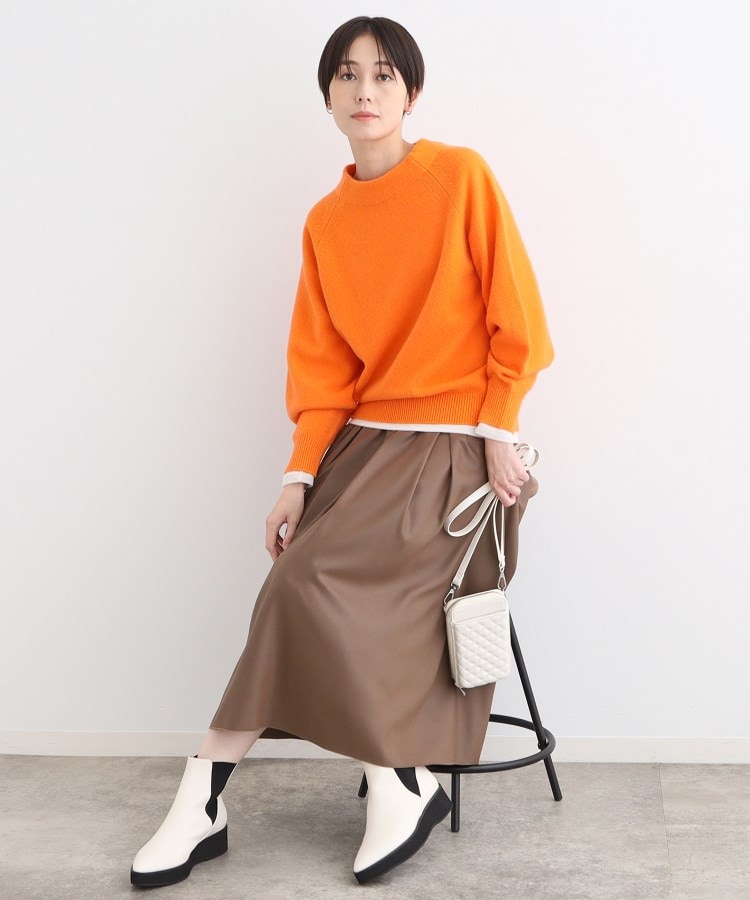 カシミヤ混】ボリュームスリーブ ボトルネックニット(ニット カシミヤ混】ボリュームスリーブ ボトルネックニット(ニット
