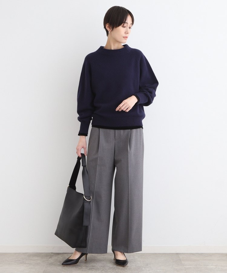 カシミヤ混】ボリュームスリーブ ボトルネックニット(ニット カシミヤ混】ボリュームスリーブ ボトルネックニット(ニット