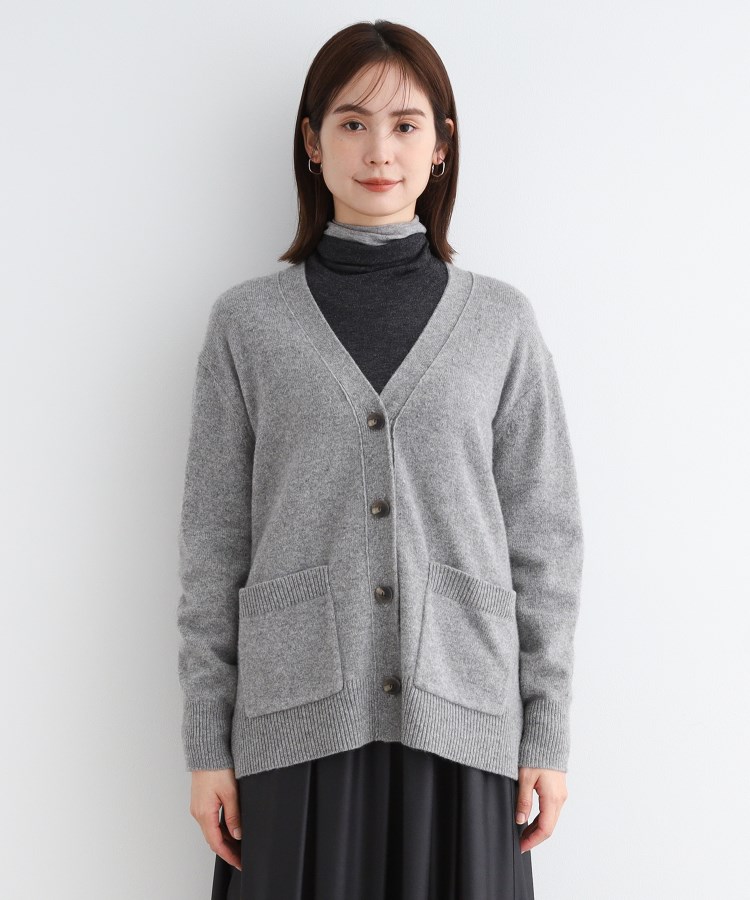 インディヴィ(INDIVI)の【カシミヤ混／バイカラー】ゆるシルエットニットカーディガン10