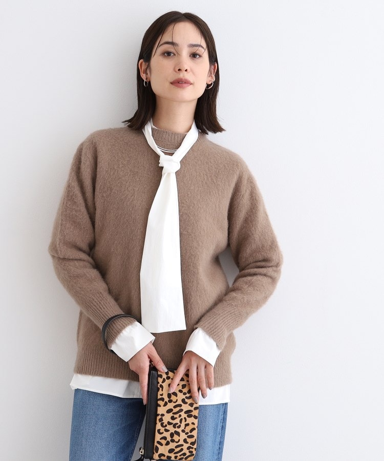 フォックス混】ラウンドネックヘアリーニット(ニット/セーター フォックス混】ラウンドネックヘアリーニット(ニット/セーター