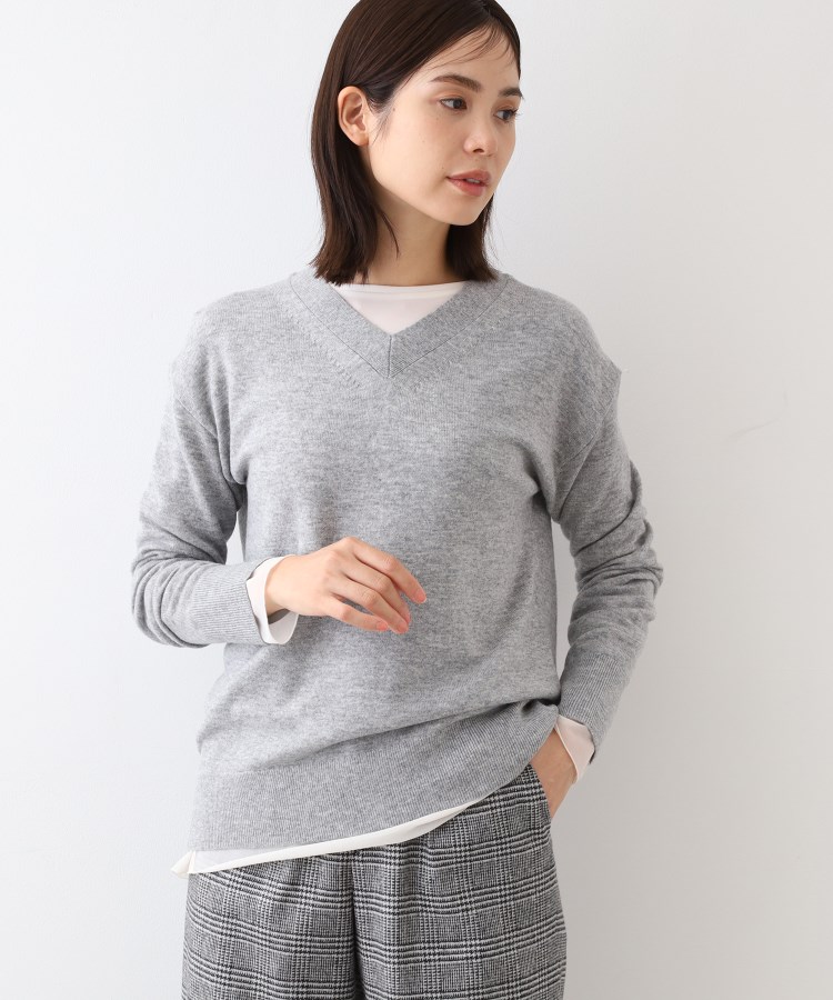 カシミヤ混】Vネックコクーンシルエットニット(ニット/セーター カシミヤ混】Vネックコクーンシルエットニット(ニット/セーター