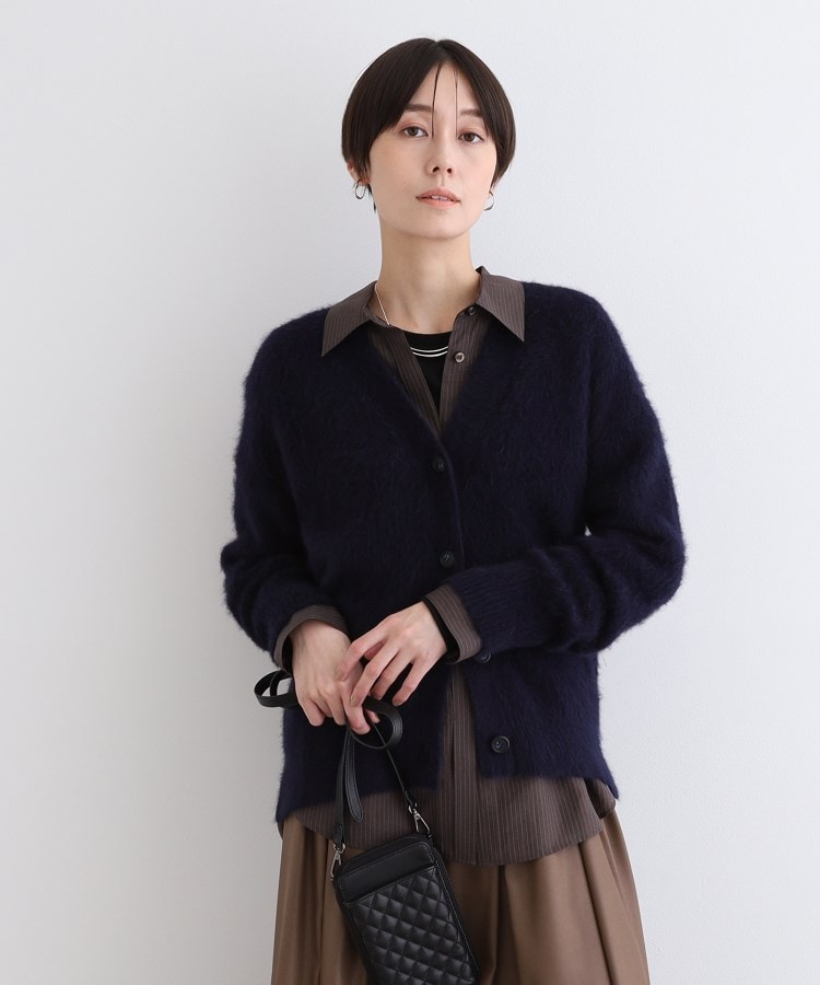 フォックス混】ヘアリーゆるニットカーディガン（カーディガン
