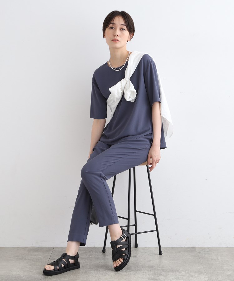 インディヴィ(INDIVI)の【洗える／UVケア／SETUP可能】ラップ風テーパードパンツ12