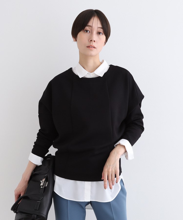 インディヴィ(INDIVI)の【洗える】ダンボール フォルムトップス ブラック(019)