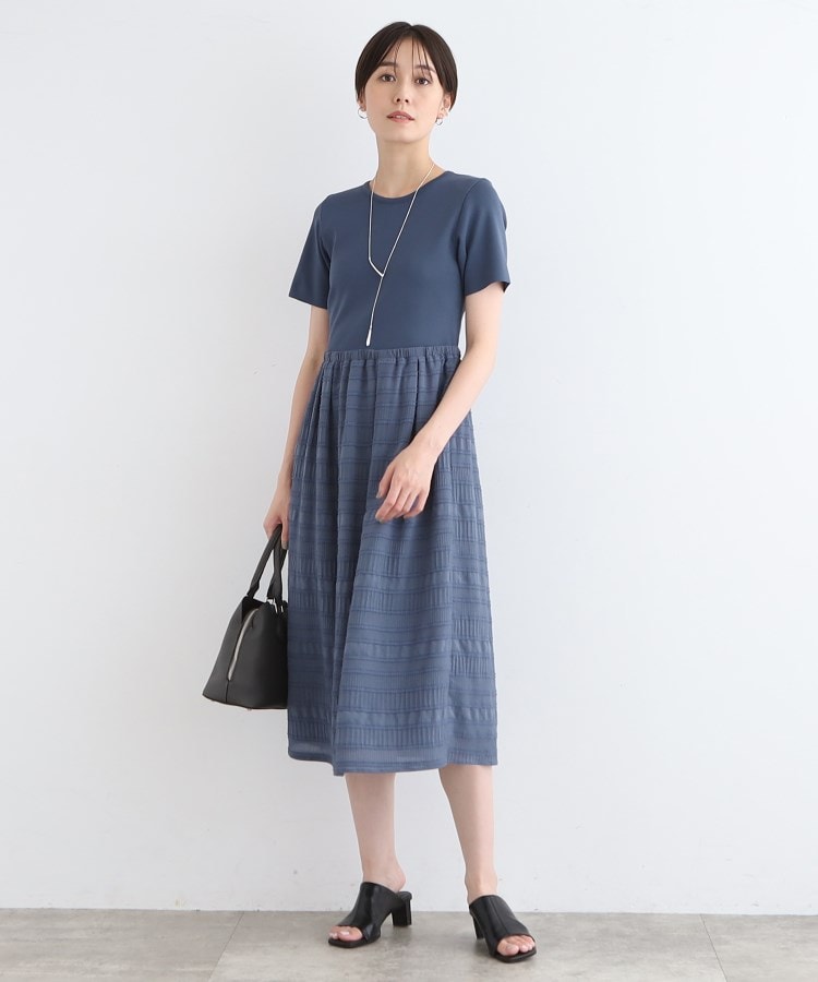 インディヴィ(INDIVI)の【洗える】ニット＆シャーリング コンビワンピース7