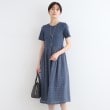 インディヴィ(INDIVI)の【洗える】ニット＆シャーリング コンビワンピース ブルー(693)