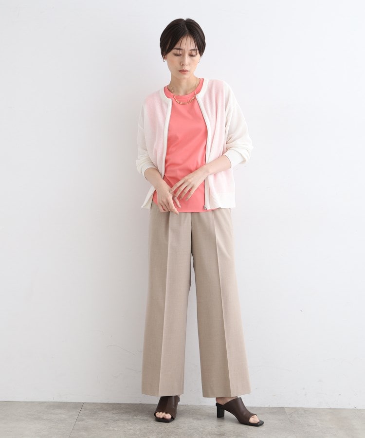 インディヴィ(INDIVI)の【洗える／ストレッチ】トレンド素材タックワイドパンツ4