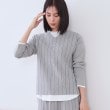 インディヴィ(INDIVI)の【洗える/SETUP可能】Vネックストライプ柄ニットプルオーバー グレー(312)