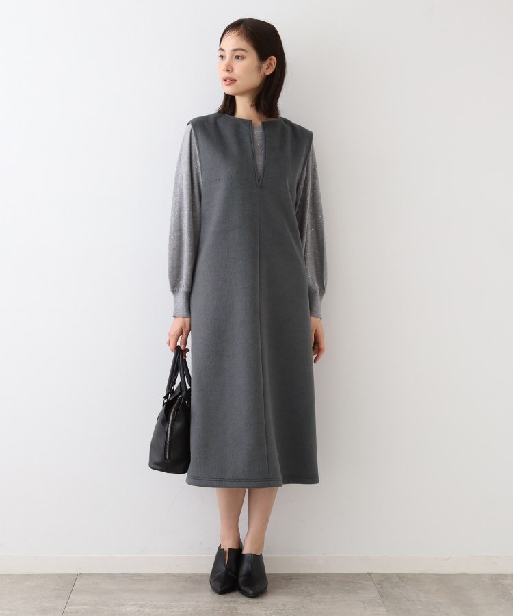 日本製】ヘアリーキーネックジャンパードレス(マキシ・ロング 日本製】ヘアリーキーネックジャンパードレス(マキシ・ロング