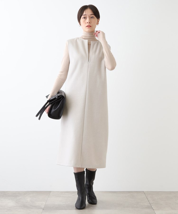 インディヴィ(INDIVI)の【日本製】ヘアリーキーネックジャンパードレス20