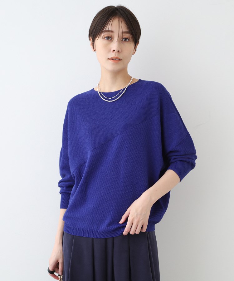 インディヴィ(INDIVI)の【洗える／ウール混／無縫製】美シルエットニット ブルー(093)