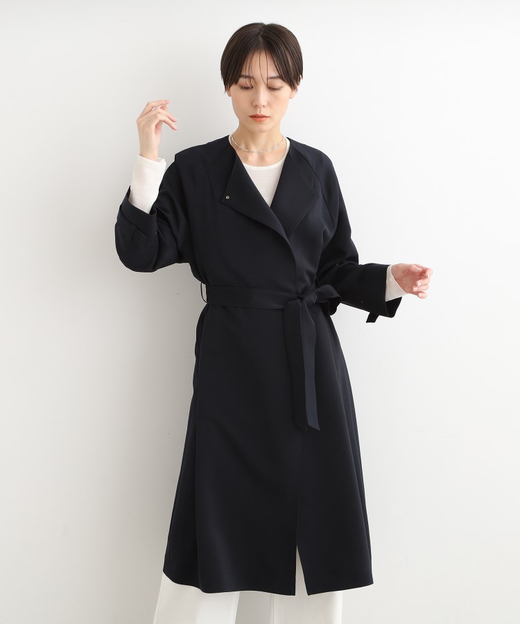 春の新作!/UVケア】とろみトレンチコート(ノーカラーコート 春の新作!/UVケア】とろみトレンチコート(ノーカラーコート